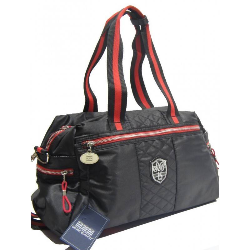 Sac à main bowling de marque Serge Blanco rugby textile noir et rouge SERGE BLANCO - 1 Sac à main bowling de marque Serge Blanco rugby textile noir et rouge SERGE BLANCO - 1
