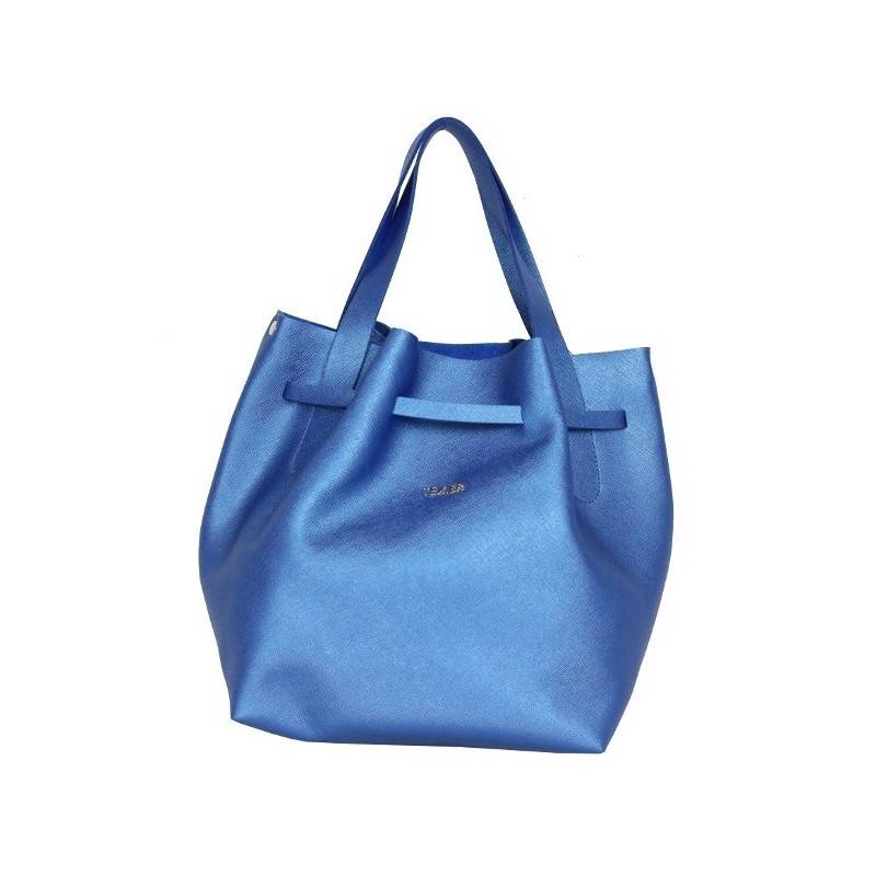 Sac à main bleu en cuir forme bourse Texier fabrication Française Studbags 26111 TEXIER - 1 Sac à main bleu en cuir forme bourse Texier fabrication Française Studbags 26111 TEXIER - 1