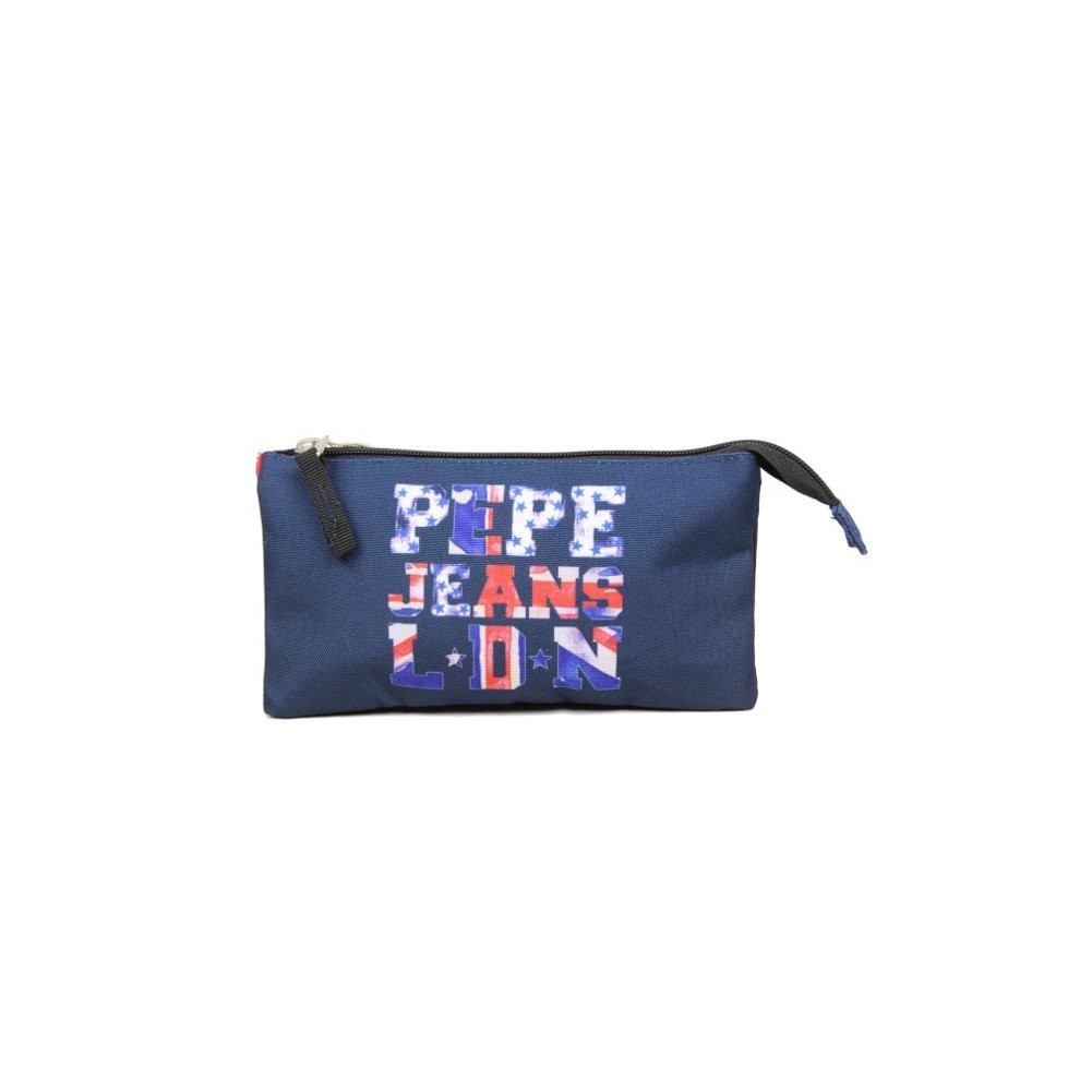 Trousse Pepe Jeans logo Anglais bleu marine double Pepe Jeans - 1