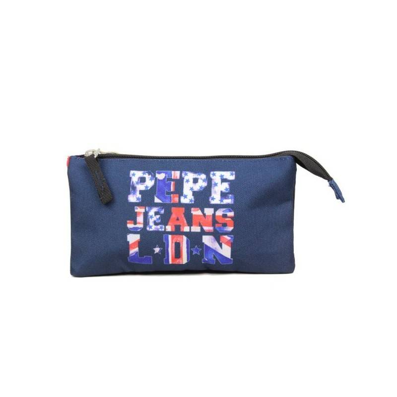 Trousse Pepe Jeans logo Anglais bleu marine double Pepe Jeans - 1