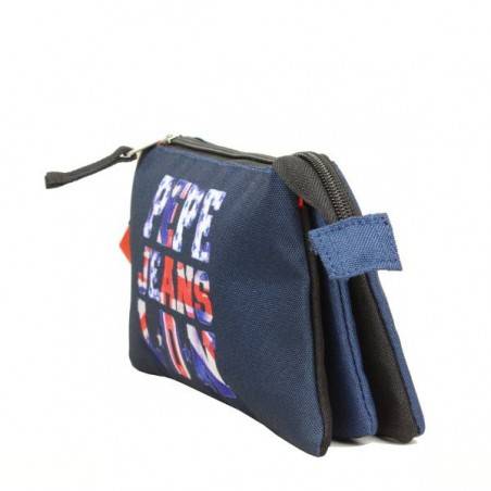 Trousse Pepe Jeans logo Anglais bleu marine double Pepe Jeans - 4