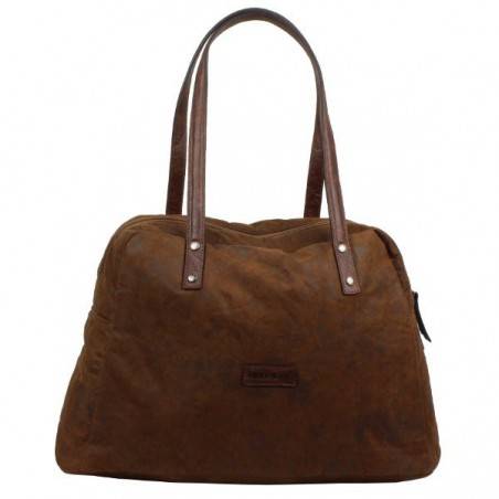Sac cabas demi rond marron Patrick Blanc 101040 PATRICK BLANC - 1