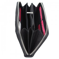 Grand porte monnaie Fuchsia Marina fermeture femme cuir saffiano Fuchsia bicolore F9572-2 FUCHSIA - 14
