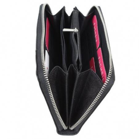 Grand porte monnaie Fuchsia Marina fermeture femme cuir saffiano Fuchsia bicolore F9572-2 FUCHSIA - 14