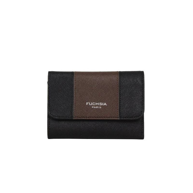 Porte monnaie femme cuir saffiano bi colore Fuchsia F9572-1 FUCHSIA - 15