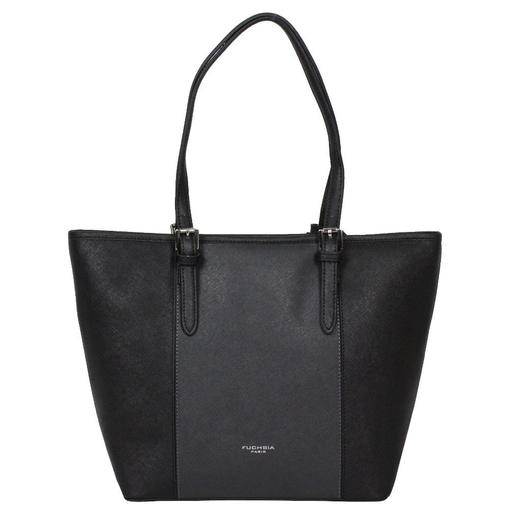 Sac porté épaule trapèze cuir saffiano Fuchsia F9571-4 FUCHSIA - 1