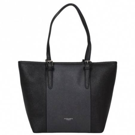 Sac porté épaule trapèze cuir saffiano Fuchsia F9571-4 FUCHSIA - 1