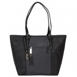 Sac porté épaule trapèze cuir saffiano Fuchsia F9571-4 FUCHSIA - 5