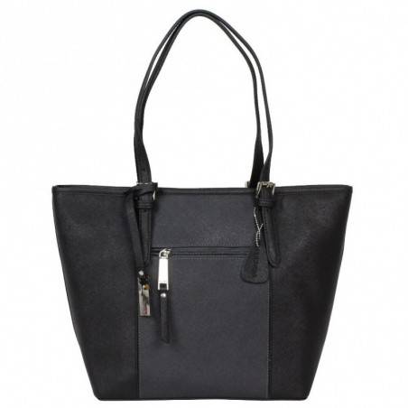 Sac porté épaule trapèze cuir saffiano Fuchsia F9571-4 FUCHSIA - 5