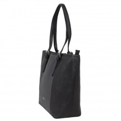 Sac porté épaule trapèze cuir saffiano Fuchsia F9571-4 FUCHSIA - 3