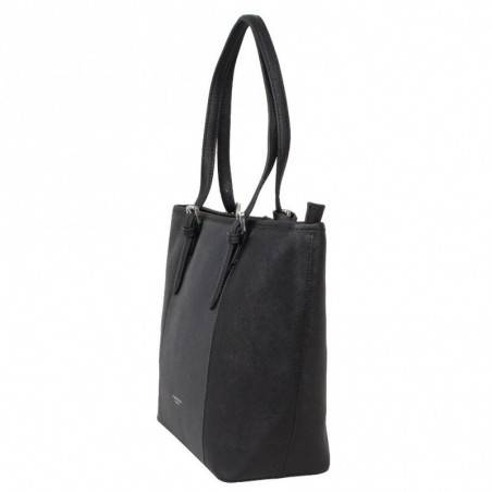 Sac porté épaule trapèze cuir saffiano Fuchsia F9571-4 FUCHSIA - 3