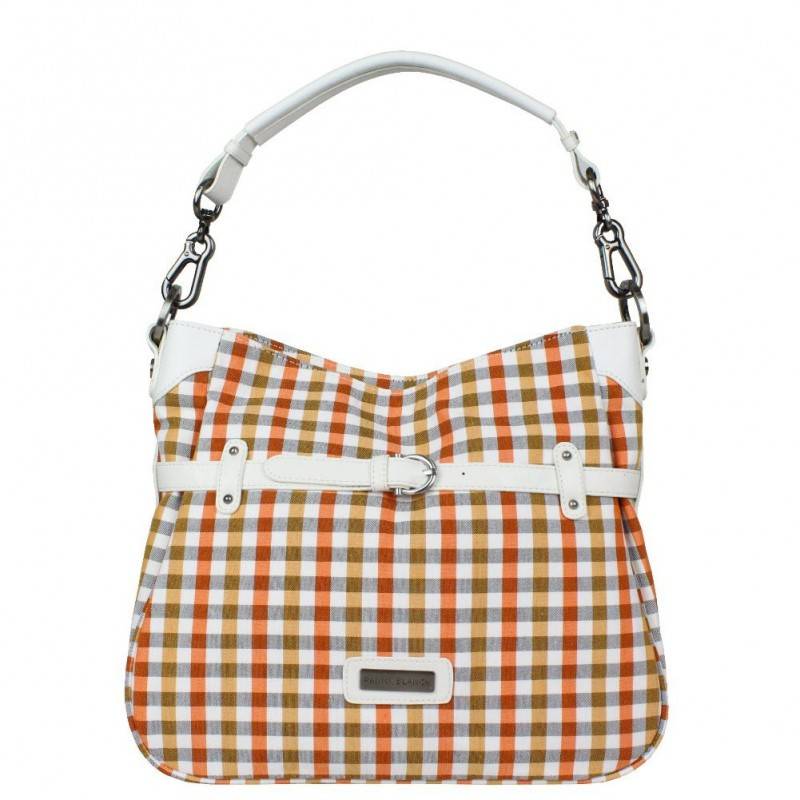 Sac bandoulière double Patrick Blanc damier vichy sur fond blanc 511028 PATRICK BLANC - 1