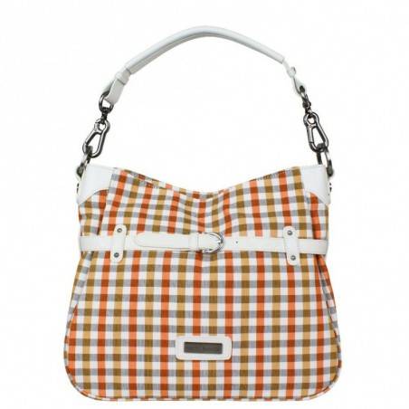 Sac bandoulière double Patrick Blanc damier vichy sur fond blanc 511028 PATRICK BLANC - 1