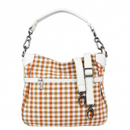 Sac bandoulière double Patrick Blanc damier vichy sur fond blanc 511028 PATRICK BLANC - 2