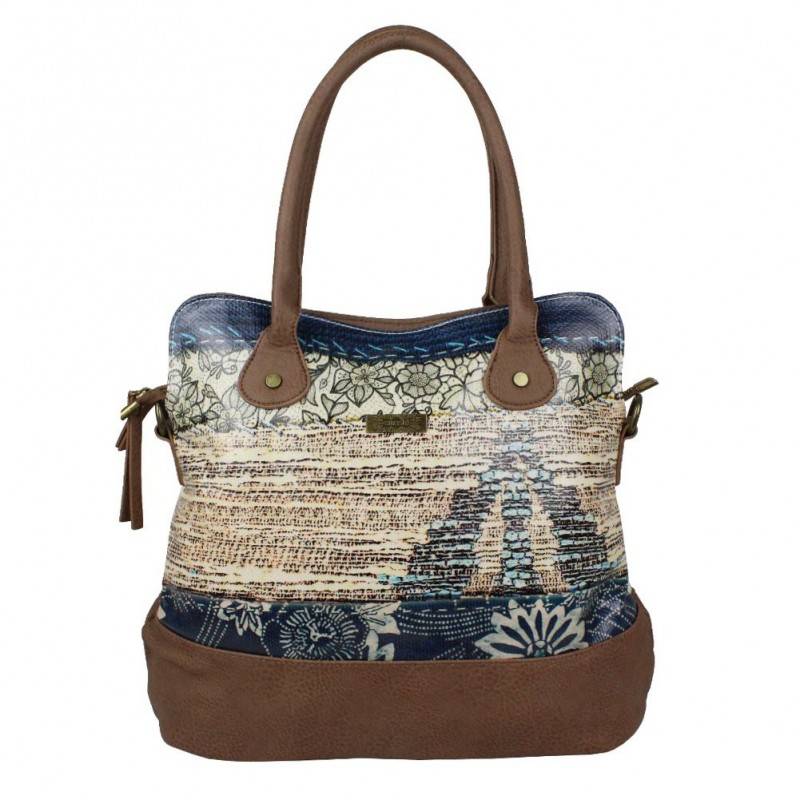 Sac à main motif imprimé SMASH Tahiti beige camel SMASH - 1