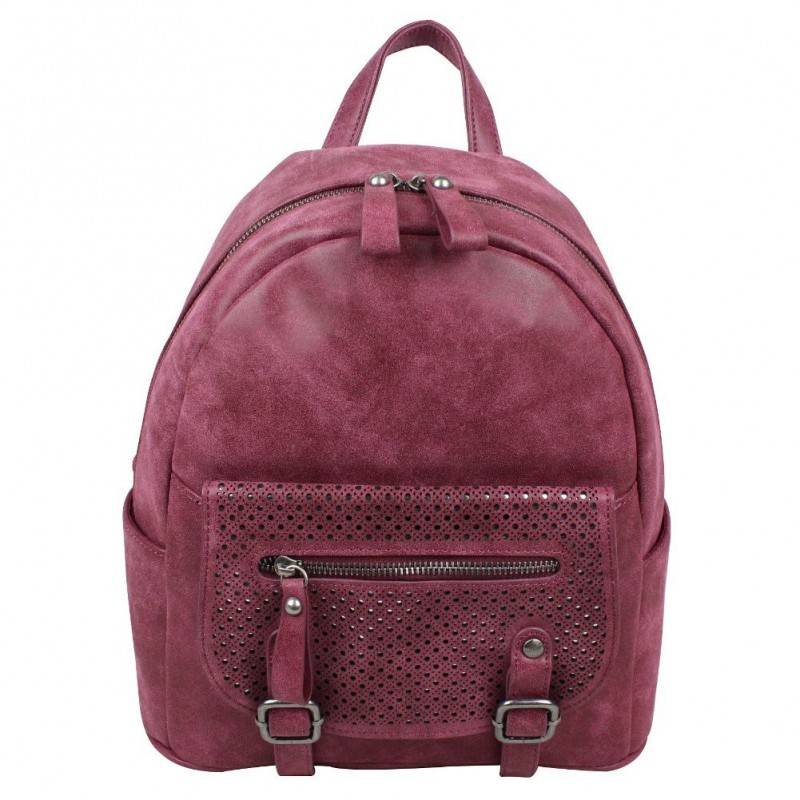 Sac au dos perfo imitation cuir vieilli Fuchsia People FUCHSIA - 1