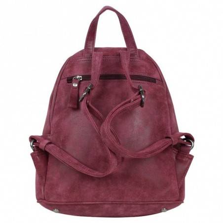 Sac au dos perfo imitation cuir vieilli Fuchsia People FUCHSIA - 2