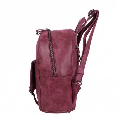 Sac au dos perfo imitation cuir vieilli Fuchsia People FUCHSIA - 3