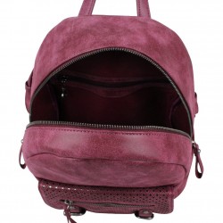 Sac au dos perfo imitation cuir vieilli Fuchsia People FUCHSIA - 4