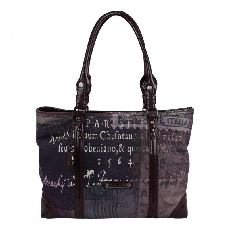 Sac cabas Patrick Blanc motif toile et verni 509041 PATRICK BLANC - 1 Sac cabas Patrick Blanc motif toile et verni 509041 PATRICK BLANC - 1