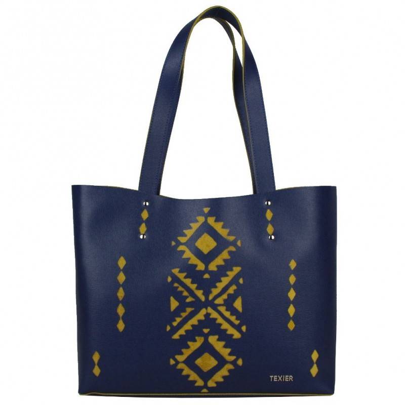Sac cabas cuir Texier motifs ethnique imprimés 21004i Made in France TEXIER - 1 Sac cabas cuir Texier motifs ethnique imprimés 21004i Made in France TEXIER - 1