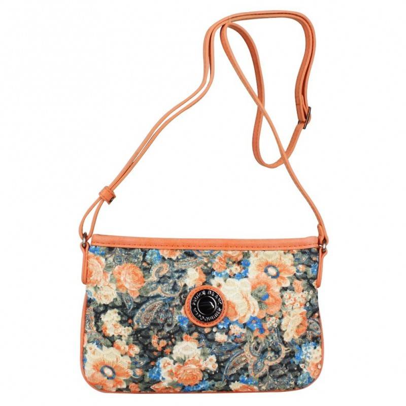 Mini sac pochette bandoulière ultra plat Patrick Blanc imprimé fleurs et effet doré 510048 PATRICK BLANC - 1