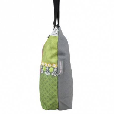 Sac tote bag motif bohème design fleurs fond vert 0006 A DÉCOUVRIR ! - 2