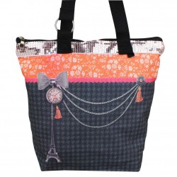 Sac tote bag motif bohème design Tour Eiffel fond gris 0002 A DÉCOUVRIR ! - 4