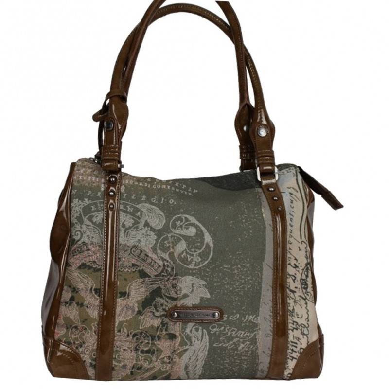 Sac cabas Patrick Blanc motif toile et verni 509040 PATRICK BLANC - 1 Sac cabas Patrick Blanc motif toile et verni 509040 PATRICK BLANC - 1
