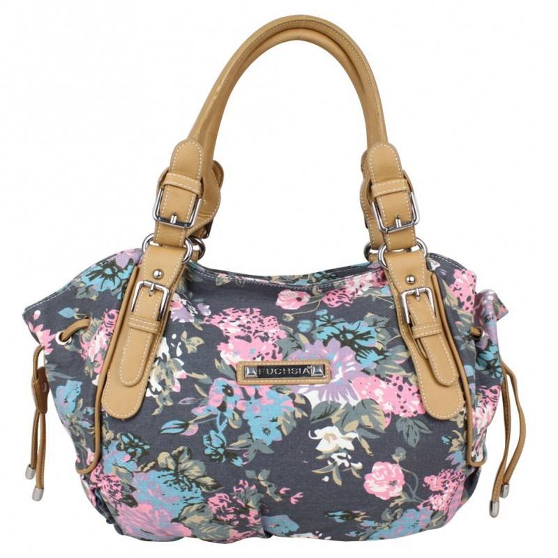 Sac cabas liens côté motif floral toile Fuchsia F9351-1 FUCHSIA - 1 Sac cabas liens côté motif floral toile Fuchsia F9351-1 FUCHSIA - 1
