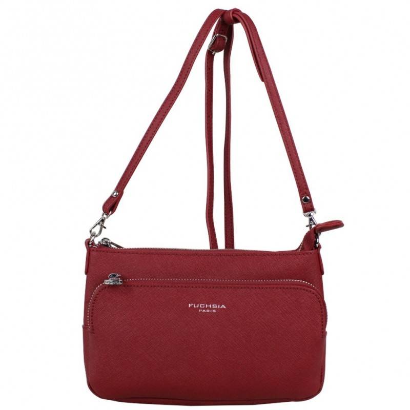Petit sac bandoulière cuir effet saffiano Fuchsia F9618-4 FUCHSIA - 1 Petit sac bandoulière cuir effet saffiano Fuchsia F9618-4 FUCHSIA - 1