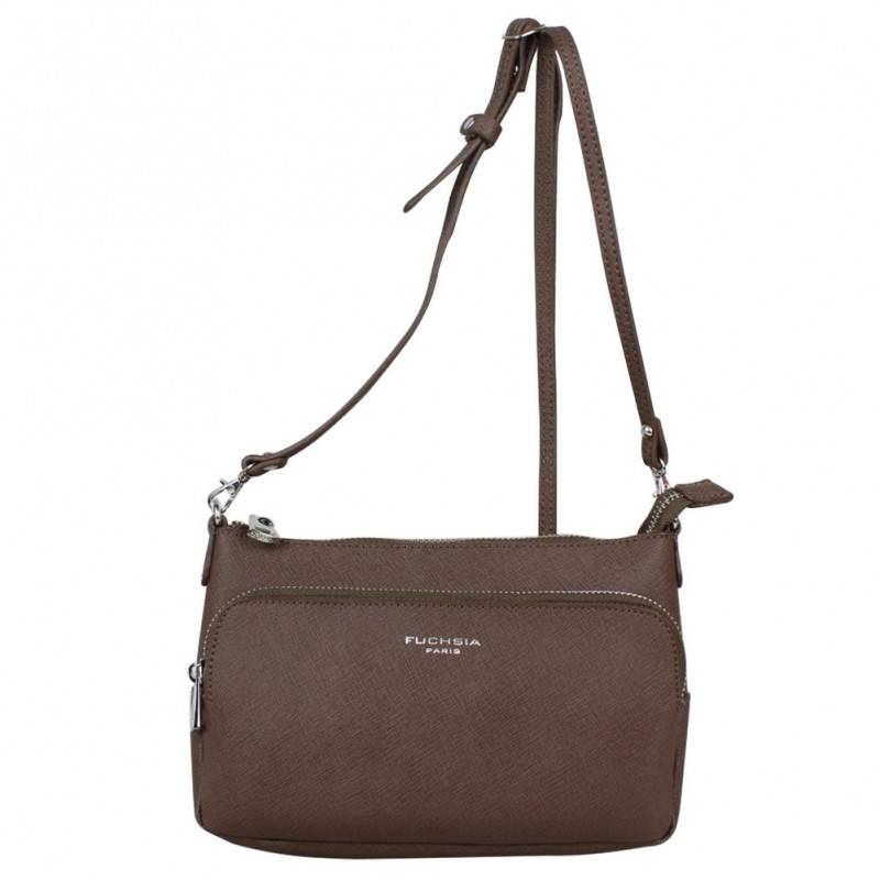 Petit sac bandoulière cuir effet saffiano Fuchsia F9618-4 Petit sac bandoulière cuir effet saffiano Fuchsia F9618-4