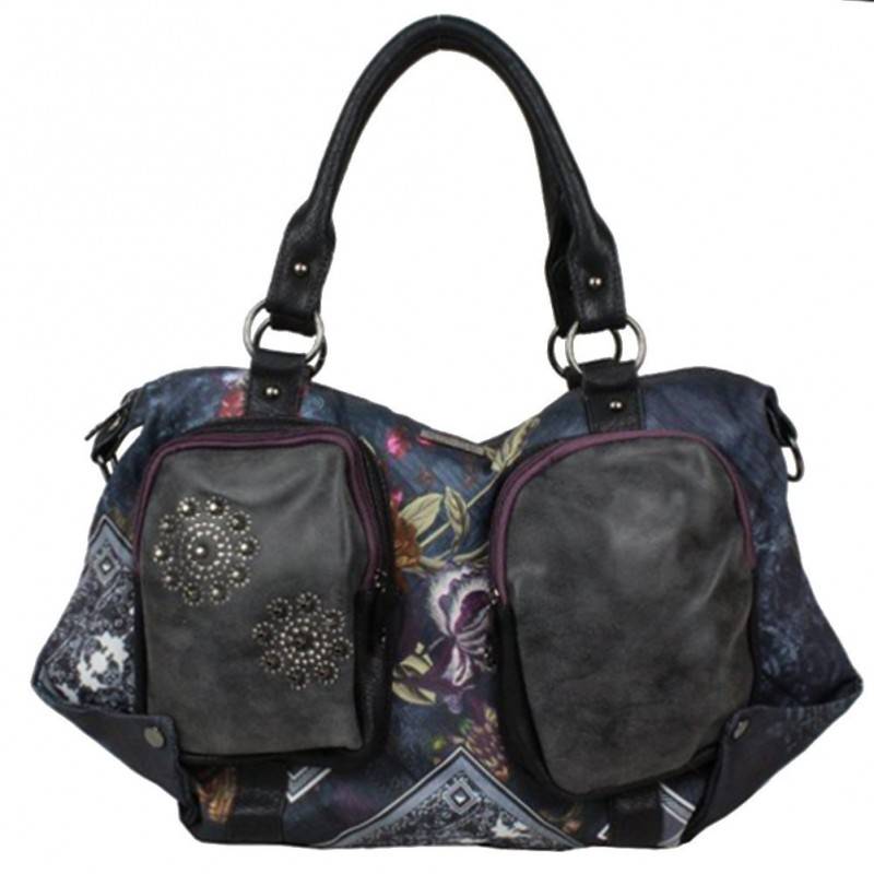 Sac épaule trapèze tissu motif SMASH LTR-LISA BAG SMASH - 1