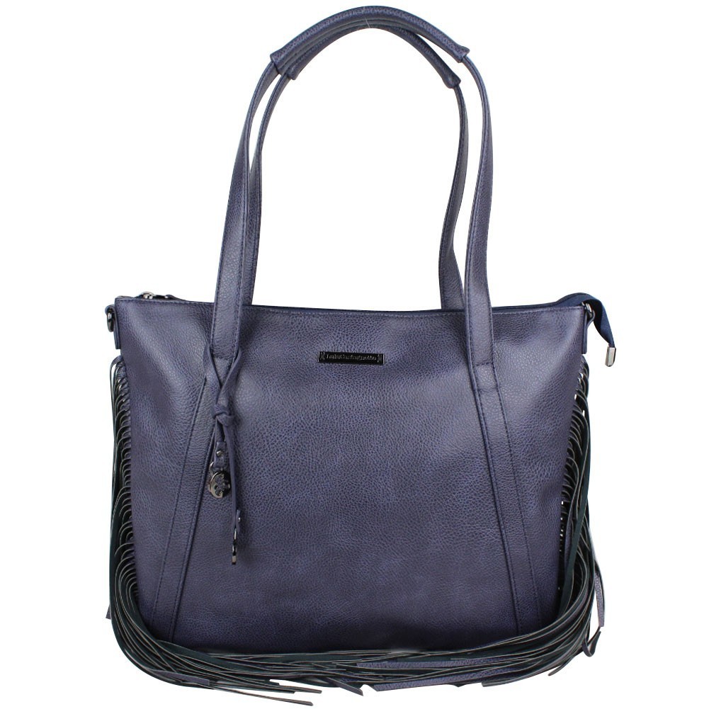 Sac cabas plat bandouliere Lulu Castagnette avec franges Gaud
