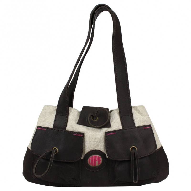 Sac à main Chipie ultra plat toile et cuir 211S120 Afrik CHIPIE - 1 Sac à main Chipie ultra plat toile et cuir 211S120 Afrik CHIPIE - 1