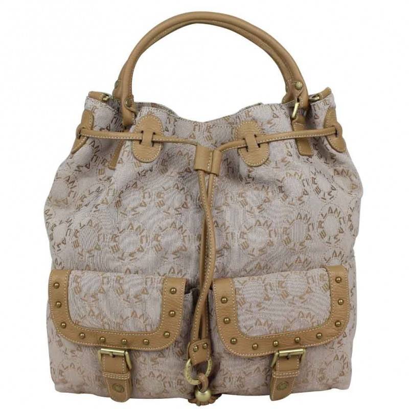 Sac porté épaule shopping marron toile et cuir Lancaster 509-06 LANCASTER - 5