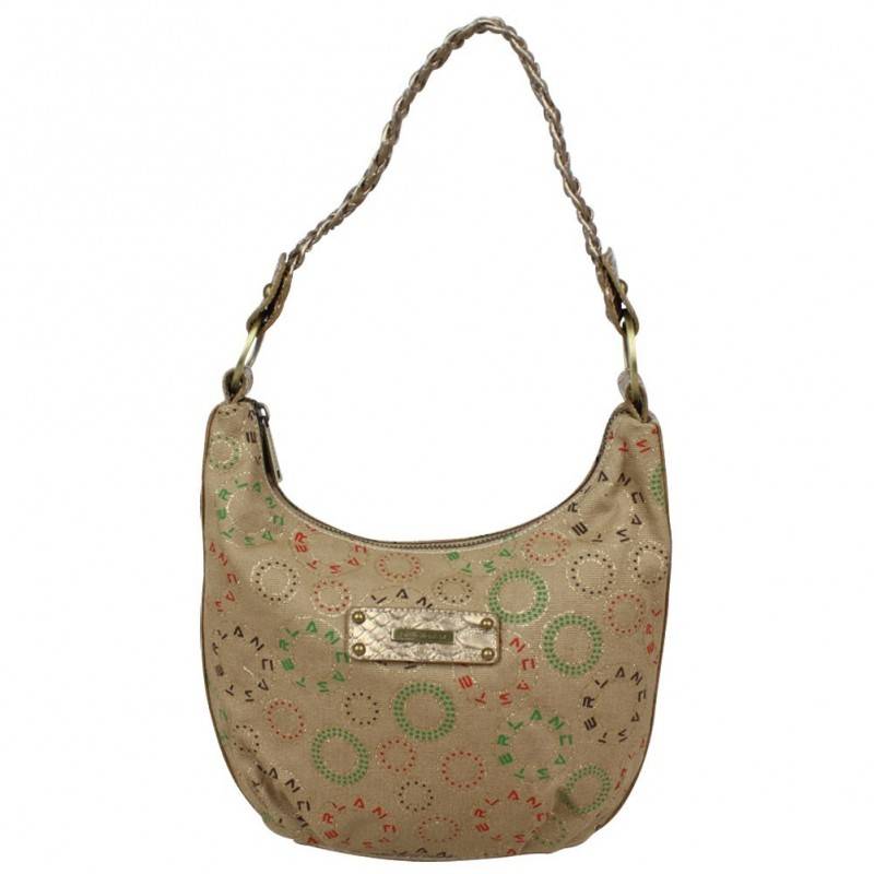 Petit sac porté épaule toile argentée et beige Lancaster 502-13 LANCASTER - 1