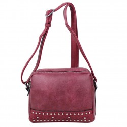 Sac bandoulière à rabat effet perforé lézard Fuchsia F9672-4 Célia FUCHSIA - 1