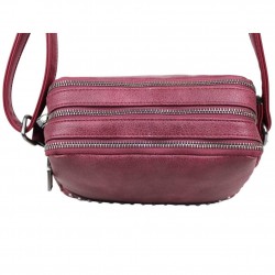 Sac bandoulière effet vieilli déco rivets Fuchsia Lauren FUCHSIA - 4