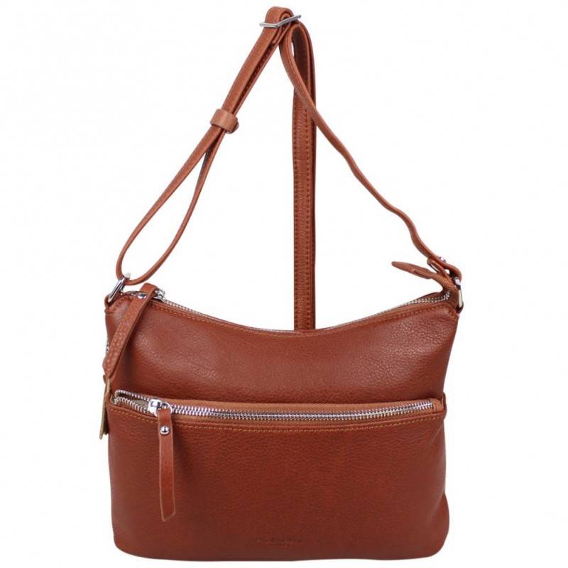 Sac bandoulière à zip cuir grainé Fuchsia Saxo Sac bandoulière à zip cuir grainé Fuchsia Saxo