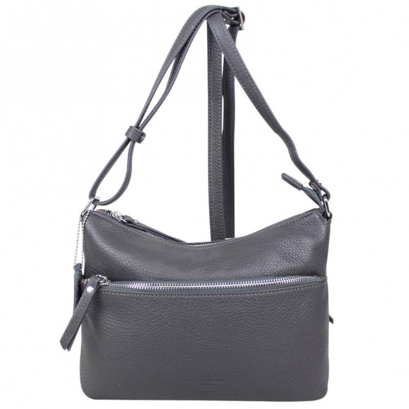 Sac bandoulière à zip cuir grainé Fuchsia Saxo Sac bandoulière à zip cuir grainé Fuchsia Saxo