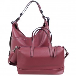 Sac épaule + sac bandoulière déco rivets Fuchsia Demars M FUCHSIA - 1