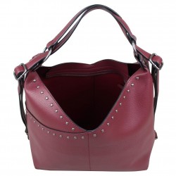 Sac épaule + sac bandoulière déco rivets Fuchsia Demars M FUCHSIA - 3