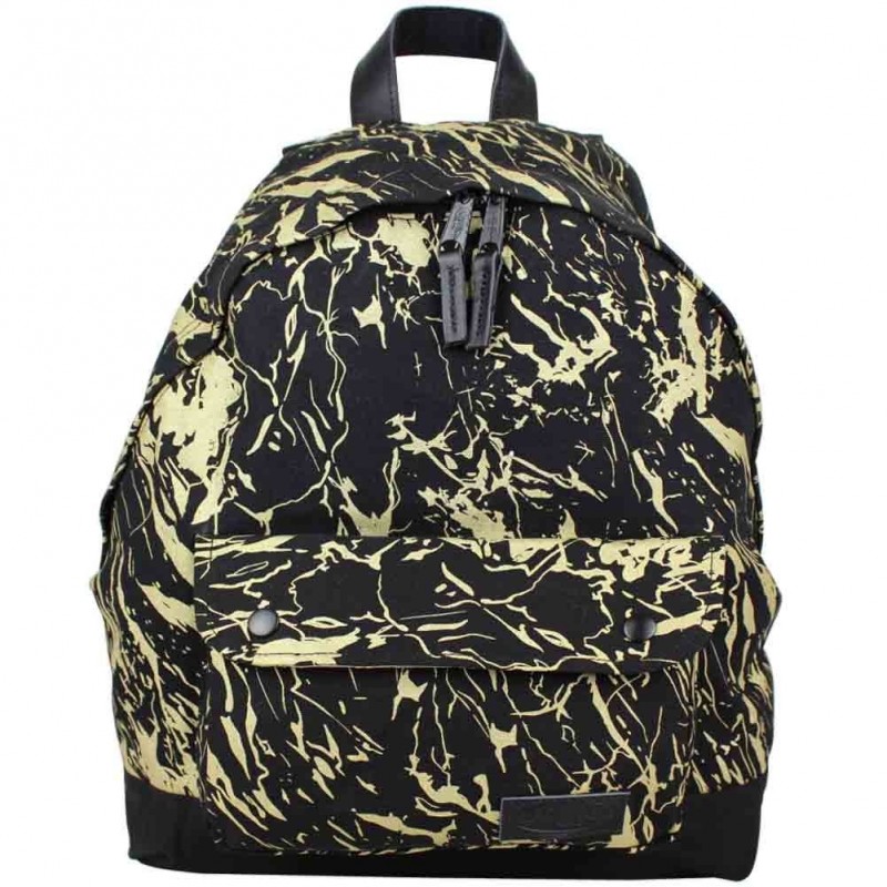 Sac à dos Eastpak motif imprimé EK620 toile et cuir Padded Pak'r 18R Noir marbré doré Sac à dos Eastpak motif imprimé EK620 toile et cuir Padded Pak'r 18R Noir marbré doré