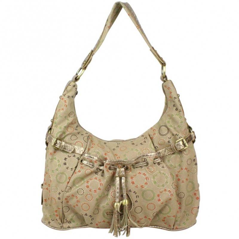 Moyen sac porté épaule toile doré et beige Lancaster 502-03 LANCASTER - 1 Moyen sac porté épaule toile doré et beige Lancaster 502-03 LANCASTER - 1