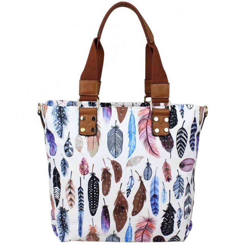 Sac cabas seau motif imprimé de plumes T A DÉCOUVRIR ! - 1 Sac cabas seau motif imprimé de plumes T A DÉCOUVRIR ! - 1