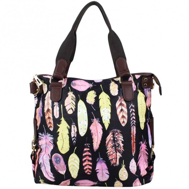 Sac cabas motif imprimé de plumes déco T A DÉCOUVRIR ! - 1 Sac cabas motif imprimé de plumes déco T A DÉCOUVRIR ! - 1
