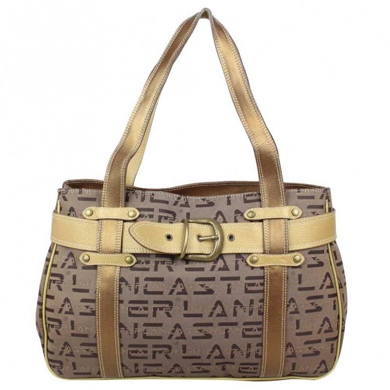 Sac à main Lancaster déco ceinture toile et cuir motif marron LANCASTER - 1 Sac à main Lancaster déco ceinture toile et cuir motif marron LANCASTER - 1