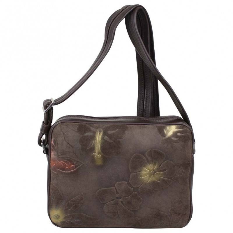 Sac bandoulière cuir motif imprimé fleurs et papillons BAMBOO Sac bandoulière cuir motif imprimé fleurs et papillons BAMBOO