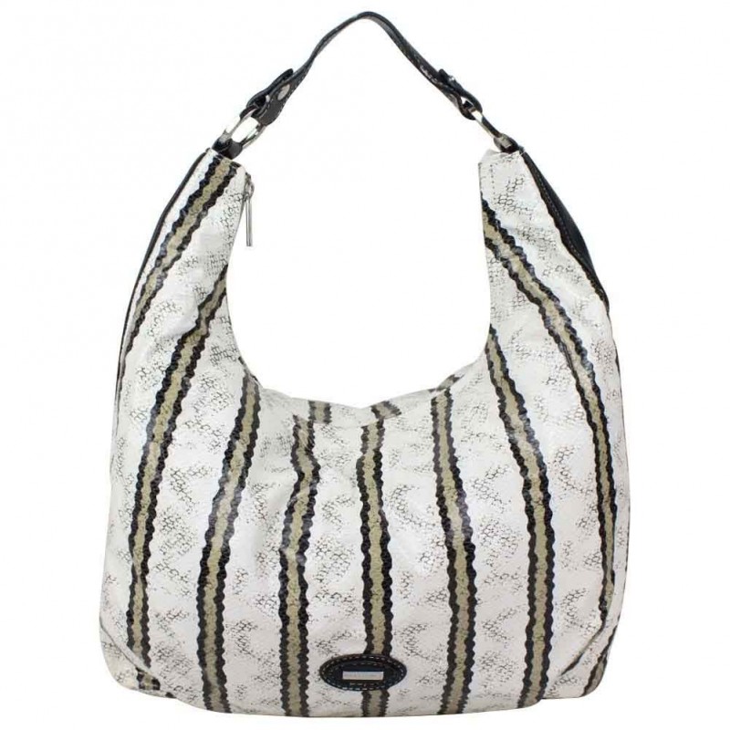 Sac porté épaule forme banane effet python blanc et noir Patrick Blanc Sac porté épaule forme banane effet python blanc et noir Patrick Blanc